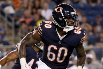 Chicago Bears linebacker Javin White (60) runs after the ball during an NFL preseason football ...
